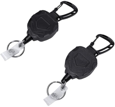 Julihai Infällbar Nyckelring, 2-pack Stålkabel Auto Indragbar Nyckelhållare 80 Cm för Utomhusvandring (Svart)