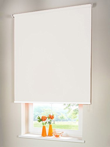 Hochwertiges Verdunkelungsrollo Mittelzugrollo Springrollo Rollo Verdunkelung 122 x 230 cm / 122x230 cm weiss // Verdunkelungsrollo/Verdunkelungs-Rollo/Fensterrollo