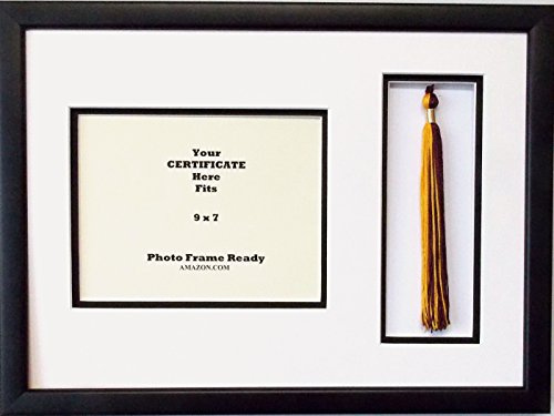 Graduation Certificate Diploma Document 9x7 with Tassel Opening Custom Black Picture Frame Unit