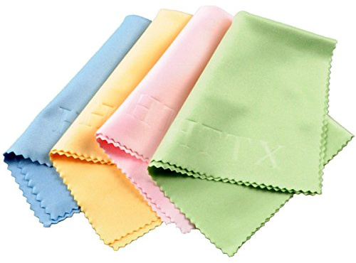 HTTX Microfiber Screen Cleaning Cloths for Cell Phones, Tablets, LCD TV and Laptop, Camera Lenses, Surface Tablet, Monitor, Car GPS Screens, Spectacles, Glasses, Watches 6 x 7 inches 4-Pack