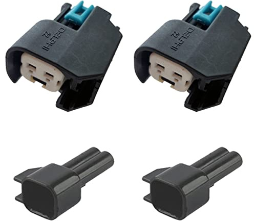 KFZ Ersatz Stecker Einspritzdüse Benziner BOS EV6 / EV14 Black (2 x Set) 15419715, 72098-06, 34062-0047 kompatibel mit Bosch Delphi Injektoren Blinker Temperaturfühler Druckfühler