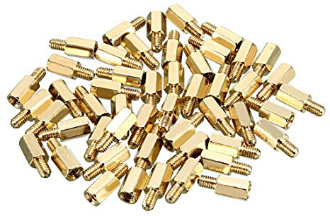 sourcing map 50 Stück M4 10+6mm Männlich Weiblich Abstandshalter Messing Distanzhülse PCB DE