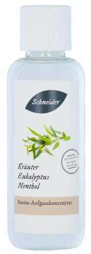 Saunabedarf Schneider Sauna Aufguss Konzentrat Eukalyptus mit Kräutern und Menthol - 250ml, naturreine, ätherische Öle, wohltuender Saunaaufguss & langanhaltendes Dufterlebnis