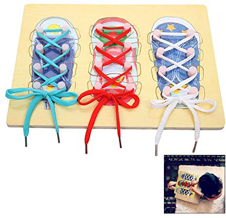 LSTK Trä pedagogisk sko skosnören gängbräda, sko spets bindbräda utbildning lärande leksak