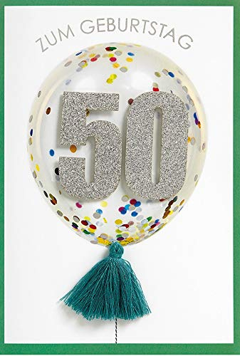 Perleberg hochwertige Geburtstagskarte zum 50. Geburtstag - edle Karte zum Geburtstag mit Umschlag - schöne Geburtstagskarten 11,6 x 16,6 cm - Karte Geburtstag für eine gelungene Überraschung