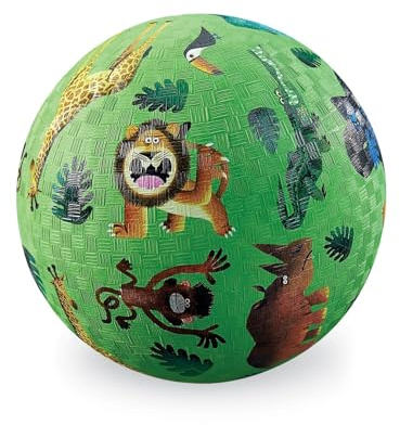 Crocodile Creek Playground Ball - Durable Rubber Ball for Kids Ages 3 and Up - Bouncy Inflatable Ball for Kickball, Indoor Games, and Outdoor Sports - PVC-Free - Very Wild Animals - 5-inch Diameter