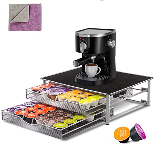 MASTERTOP Kaffee Kapselhalter für Dolce Gusto, 2-Tier Kaffeekapseln Aufbewahrung von 72 Kapseln, Kapselspender Aufbewahrungsbox Schublade für Dolce Kapseln