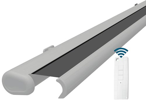 Eclipse Vollkassettenmarkise weiß elektrisch 3,5x3,0m Tuch: Grau | Markise Balkon Garten Terrassenüberdachung Sonnenschutz Polyacryltuch UV-Schutz 50+ Smarthome-fähiger Dooya Motor