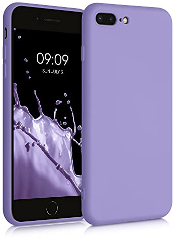 kwmobile Hülle kompatibel mit Apple iPhone 7 Plus/iPhone 8 Plus Hülle - gummierte TPU Silikon Handyhülle - Schutzhülle für kabelloses Laden - Case in Veilchen Lila