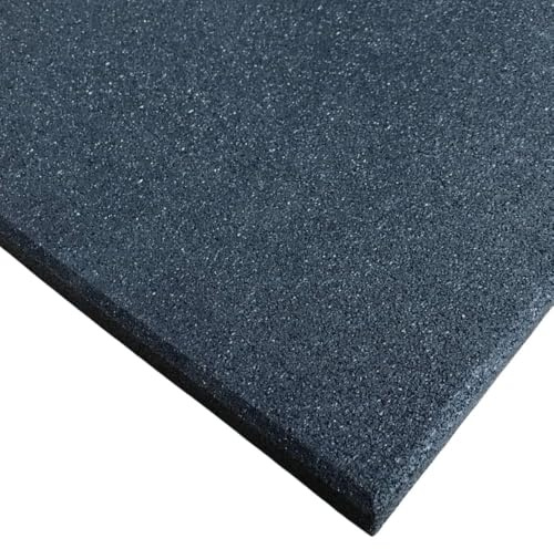 Rubber Crumb Gym Floor Tiles - Heavy Duty Non-Slip Commercial Grade Gym Mats - 1m x 1m (Black, 10mm Thick)