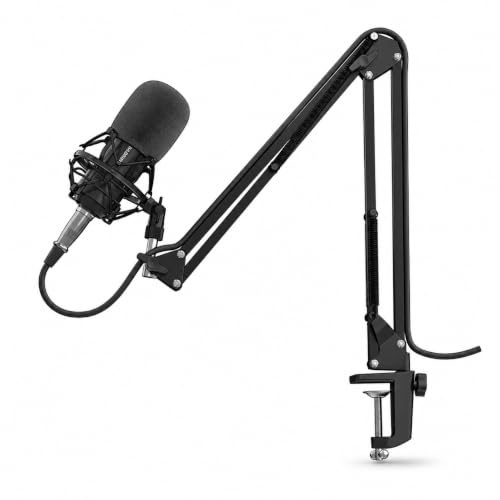 Genesis Radium 300 Studio Mikrofon mit Arm und Popfilter, XLR, Schwarz | Mikrofon-Set mit Arm und Popfilter, Kardioid-Mikrofon für PC, Mac, PS5, PS4 und Xbox, XLR auf 3,5 mm, Metallgehäuse