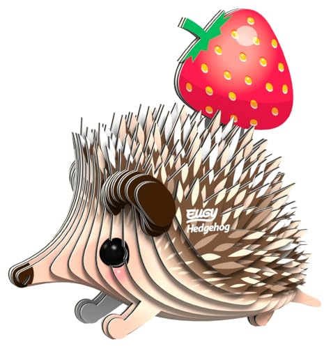 EUGY 650026 Igel, 3D Tier-Puzzle für Kinder und Erwachsene zum Zusammenbauen, DIY Tierfigur, Bastelset ab 6 Jahren, Braun