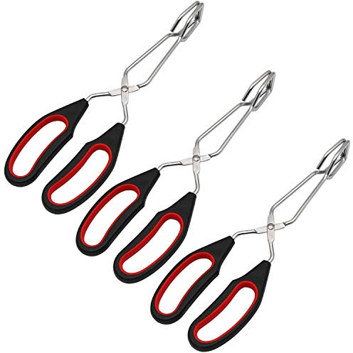 3 stycken grilltänger i rostfritt stål skjuvstång med komforthandtag robust bakverk tång stektång kökstång grillning tång för kök grillning matlagning och bakning 23,6 cm 30 cm och 33 cm