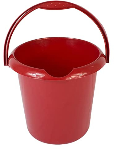 High Grade Colourful 5L Litre Durable Multipurpose Plastic Storage Bucket With Handle & Spout for Food Storage, Garden, Cleaning, Kitchen (Red)