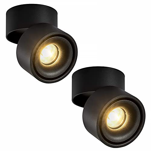 CPROSP 2tlg Deckenspot Aufputz Schwarz 10W, Deckenspot Schwenkbar Warmweiß 3000k, Schwarz