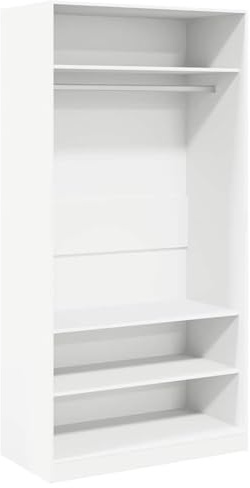 Susany Kleiderschrank Kombischrank Mit 3 kleine Fächer und 1 großes Fach mit Hängestange,Holzschrank Kleiderschränke Schlafzimmerschrank Schrank 100 x 50 x 200 cm (B x T x H) aus Spanplatte,Weiß