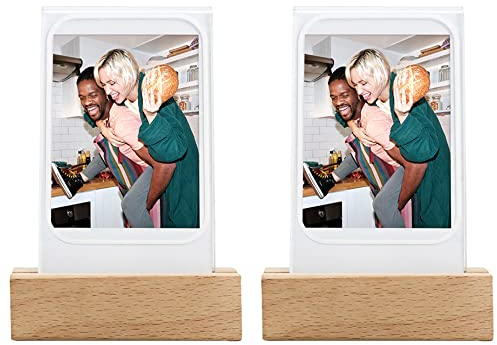 WOGOZAN Mini 12 leuchtende Tisch-Bilderrahmen für Instax Mini 12/11/SE/99/90/9/8/EVO Sofortbildkamera und Polaroid 5,4 x 8,6 cm Filmfoto, kann als Nachtlicht verwendet werden (2 Stück)