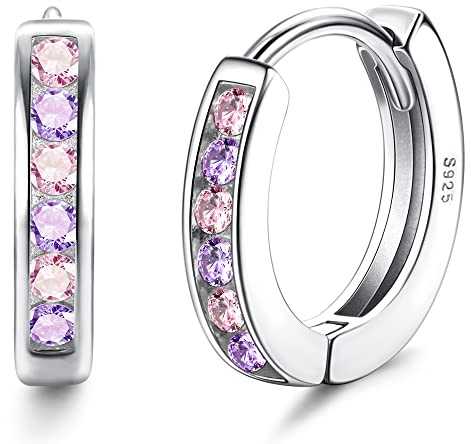 ORAZIO Kleine Creolen Ohrringe Silber 925 für Damen Mädchen Kinder | 925 Sterling Silber Knorpel Tiny Sleeper Huggie Ohrringe Roségoldene Hypoallergene Ohrringe für Kinder