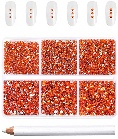 Beadsland Strasssteine für nägel,Orange,6 Größen gemischt,7200 Stk