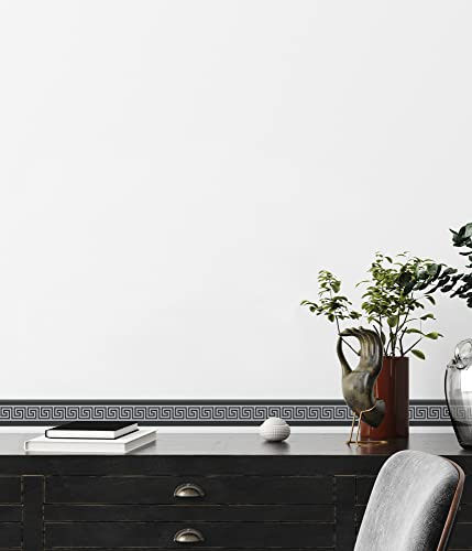 A.S. Création Bordo moderno autoadesivo nero argento meandro metallico 383921 5,00 m x 0,10 m Made in Germany