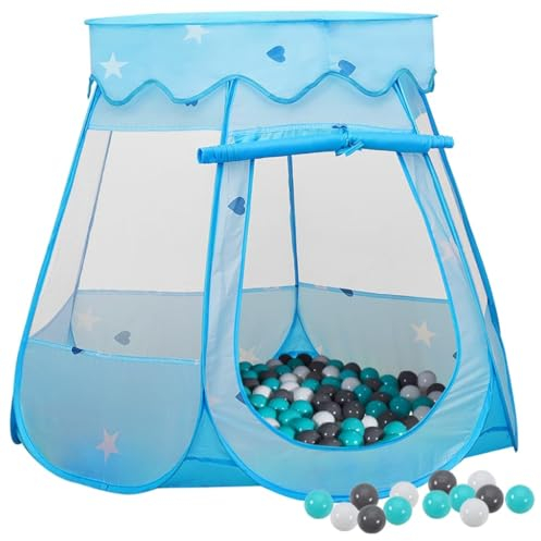 vidaXL Kinder-Spielzelt mit 250 Bällen Blau 102x102x82 cm, Spielzelt mit Ball, Spielhütte, Zelt, Spielhaus, Prinzessin Zelt, Zelt mit Ball, Spielball