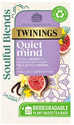 Twinings Soulful Blends Quiet Mind Inspired by Ayurveda - Velvety Vanilla Herbal Tea Infusion with Fig & Rooibos - 20 x Biodegradable Tea Bags
