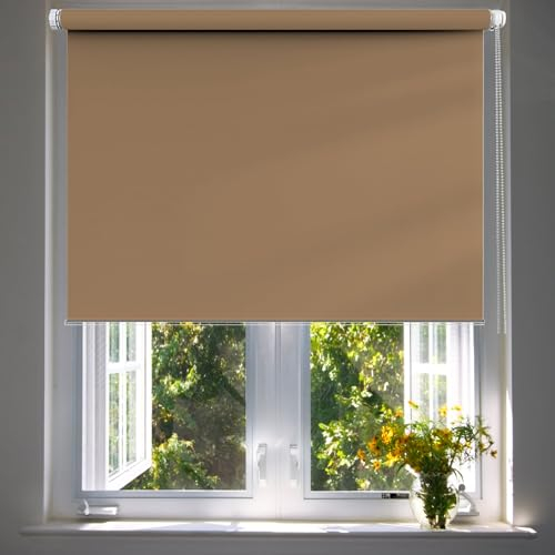 Sichtschutz Seitenzugrollo 50 x 100 cm, Sichtschutz, Lichtschutz, Blendschutz, Sonnenschutz Verdunkelungsrollo, inkl. Befestigungsmaterial, für Dachfenster, Taupe