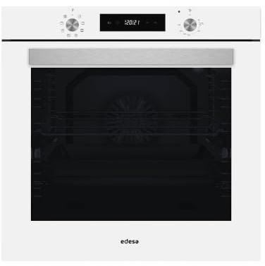 Edesa Horno Multifunción EOE-7050 FWH, Capacidad 80 Litros, Cristal, 8 Programas Cocinado, Fácil Limpieza, Display Led, Guías, 2 Bandejas, Rejilla Cromada, Color Blanco