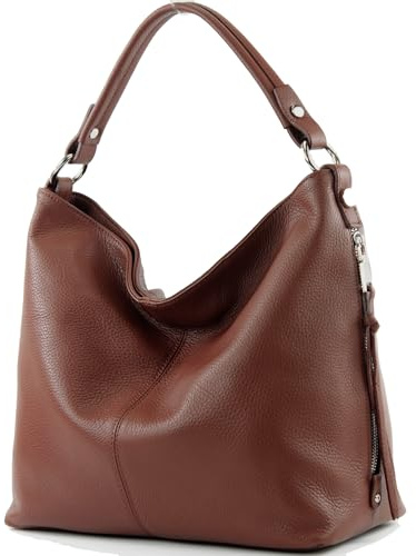 modamoda de T160 Damen Leder Schultertasche Groß, handmade in Italy