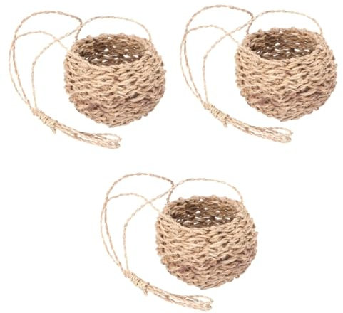 Kisangel 3st Hängekorb Aus Hanfseil Boho Hängekorb Behälter Für Gartenpflanzen Topf Für Pflanzen Im Innenbereich Pflanzgefäße Für Zimmerpflanzen Rattan-blumenkorb Lagerung Weide Hölzern