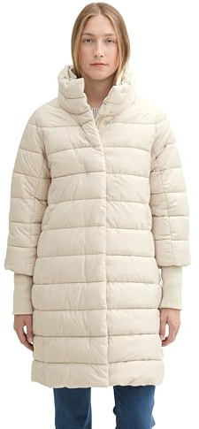 Tom Tailor Damen Lange Steppjacke mit Stehkragen,12365 - Dusty Beige, XXXL