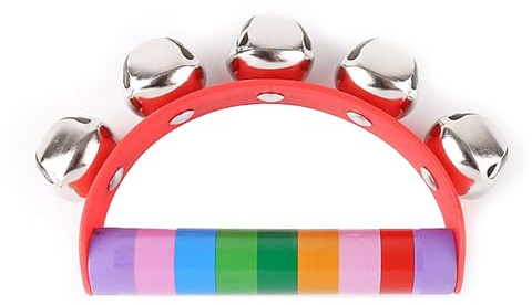 HIXNUG Half Moon Tambourine Handbell Hand Held Musical Instrument Shaking Small Jingle Bell Toy Tambourine Rhythm Beats Tool for Child Early Educational
