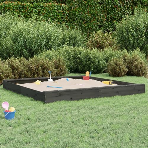 Festnight Sandkasten Holz Sandkiste Quadratisch Sandbox mit Sitzbänke Outdoor Spielplatz Spielecke Massivholz Kiefer Gartenspiel für Kinder 200x200x20 cm