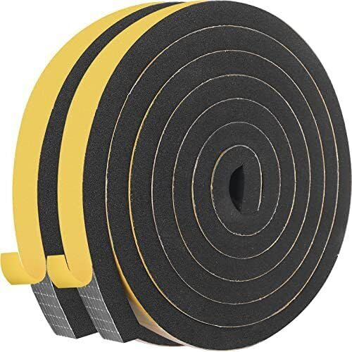 True North High Density Weatherstripping and Grid Gasket, Neoprene Seal Strips, 2 Rolls, 13ft Total (1/2 Wide, 3/8 Tall), Black