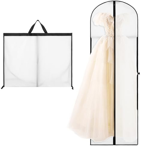 Hejo Kleidersack Lang, 180 × 60 cm Faltbare kleiderhülle, Lange Atmungsaktive Kleidersäcke mit Griffen, Staubdichte Kleidung Schutztasche, Garment Bag für Brautkleider Abendkleider Tanzkostüme (Weiß)