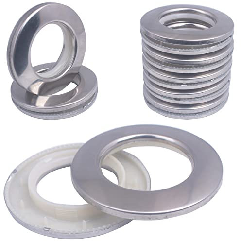 Paquete de 10 Ojales de Cortina de Acero Inoxidable y ABS - 2 en 1 Metal y Plástico - 42 mm de Diámetro Interior para Cinta de Cortina de Ventana