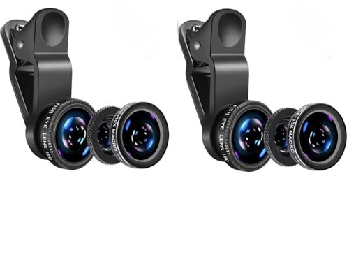 Orco 2 Pack Mobile Phone Camera Lens Kit With Fish Eye Lens +Macro Lens + Wide Angle Lens Compatible With iPhone,Samsung,Huawei,iPad,Sony,HTC,LG,etc (2)