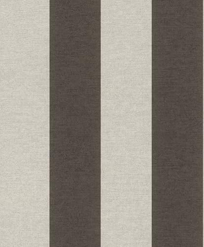 Rasch SCHÖNER WOHNEN-Kollektion Stripe 600766 Papier peint intissé à rayures Noir/gris 10,05 x 0,53 m