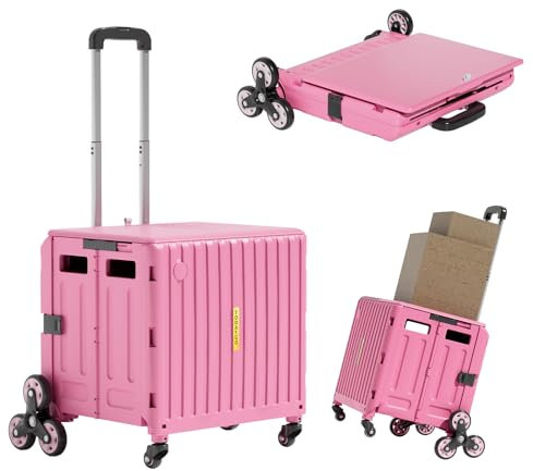 Faltbarer Mehrzweckwagen für Hausfrau und Eltern: Erweiterbarer Rollwagen mit Rädern, rosa Aufbewahrungs-Organizer für Zuhause, Ostergeschenke und Einkaufen