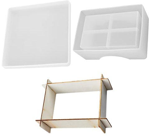 Hohopeti Untersetzer-Box-Form quadratische Untersetzer-Formen Set mit Untersetzer- -Form hochtransparentes Silikon für Heimwerkerarbeiten