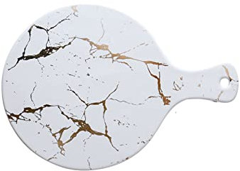 OQHAIR Plateau à Fruits Blanc Noir Doré Plats en céramique et Assiette Pizza Dessert Steak Vaisselle Plateau de Nourriture décoratif Ensemble de dîner Porcelai (Couleur : Bianco)