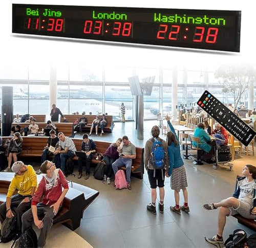 LZDOYY Digitale Zeitzonenuhr für 3/4/5/6 Städte, LED-Weltzeituhr zur Wandmontage, großes Display, geeignet für Hotels, Unternehmen, Internationale Flughäfen,3time