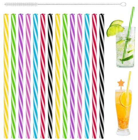 AUAUY 100 Pcs Pailles Réutilisables en Plastique, Pailles Multicolores avec Brosse de Nettoyage, Pailles en Plastique Dur Réutilisables, pour Bars, Cafés, Restaurants, Fêtes, Célébrations