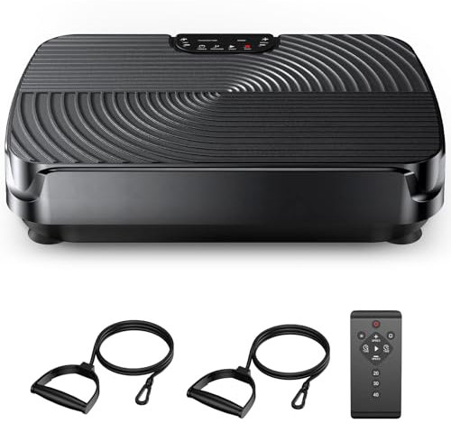 Piastra vibrante vincitore del test 2025, piastra vibrante sportiva per la casa con fasce di resistenza, motore silenzioso, pedale antiscivolo, portata 140 kg, per bruciare i grassi, rilassamento