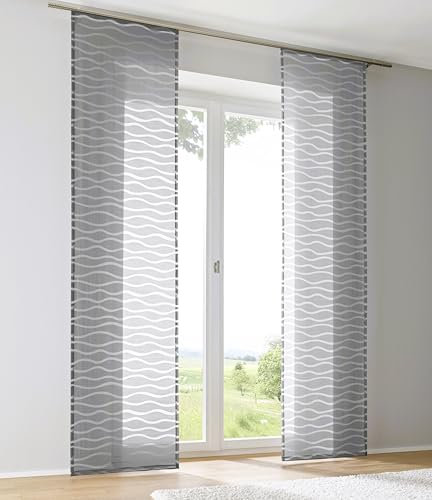 Kutti Schiebegardine Schiebevorhang Raumtrenner Enya grau Ausbrenner mit Paneelwagen B 60 x H 175 cm (1 STK)