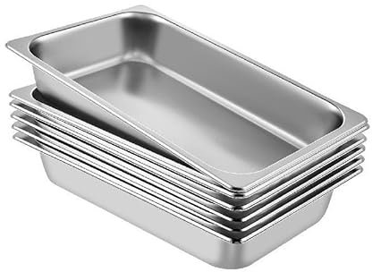 Buffet Scaldavivande 8.5L-20.5L Pentole Gastronorm Pentole da tavolo a vapore Vassoio Contenitore for alimenti in acciaio inossidabile for cottura al barbecue for feste Per principianti fai da te(6PCS