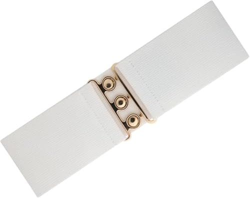 Ro Rox Dam Bred Elastisk Midjebälte i Retro Vintage Stil – Stretchbälte för Klänningar, 50-talsstil – Silver- eller Guldfärgat Spänne