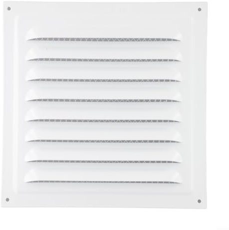 Eawfgtuw Quadratische Lüftungsgitter-Abdeckung, 200 x 200 mm, Edelstahl, mit Insektenschutz, für Deckenmontage im Innenbereich, Wandinstallation in HVAC-Systemen (1 Stück, weiß)
