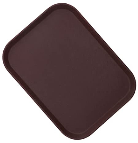 WPKD BLUEIY Plateau de service rond en caoutchouc antidérapant avec fibre de verre trempé, résistant à la chaleur, 25 x 35 cm, idéal pour restaurant et bar, couleur marron