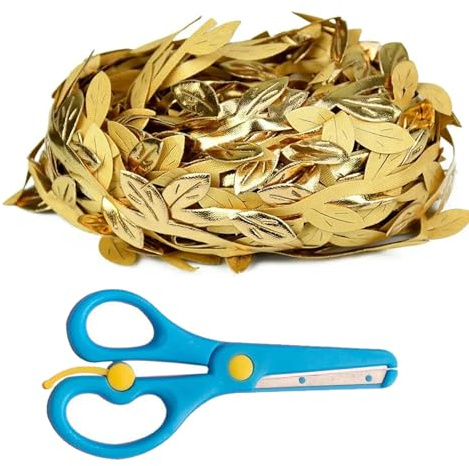 Aohyue 10M Guirlande Artificielle de Feuilles et Fleurs, Faux Lierre et Vigne Dorée avec Ciseaux en Métal, Décoration pour Mariage, Baptême, Fête, Bricolage